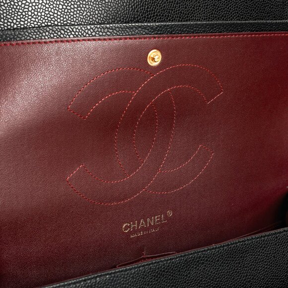 Chanel Timeless Black Caviar Leather Classic Jumbo Double Flap Bag - Picture 13 of 16